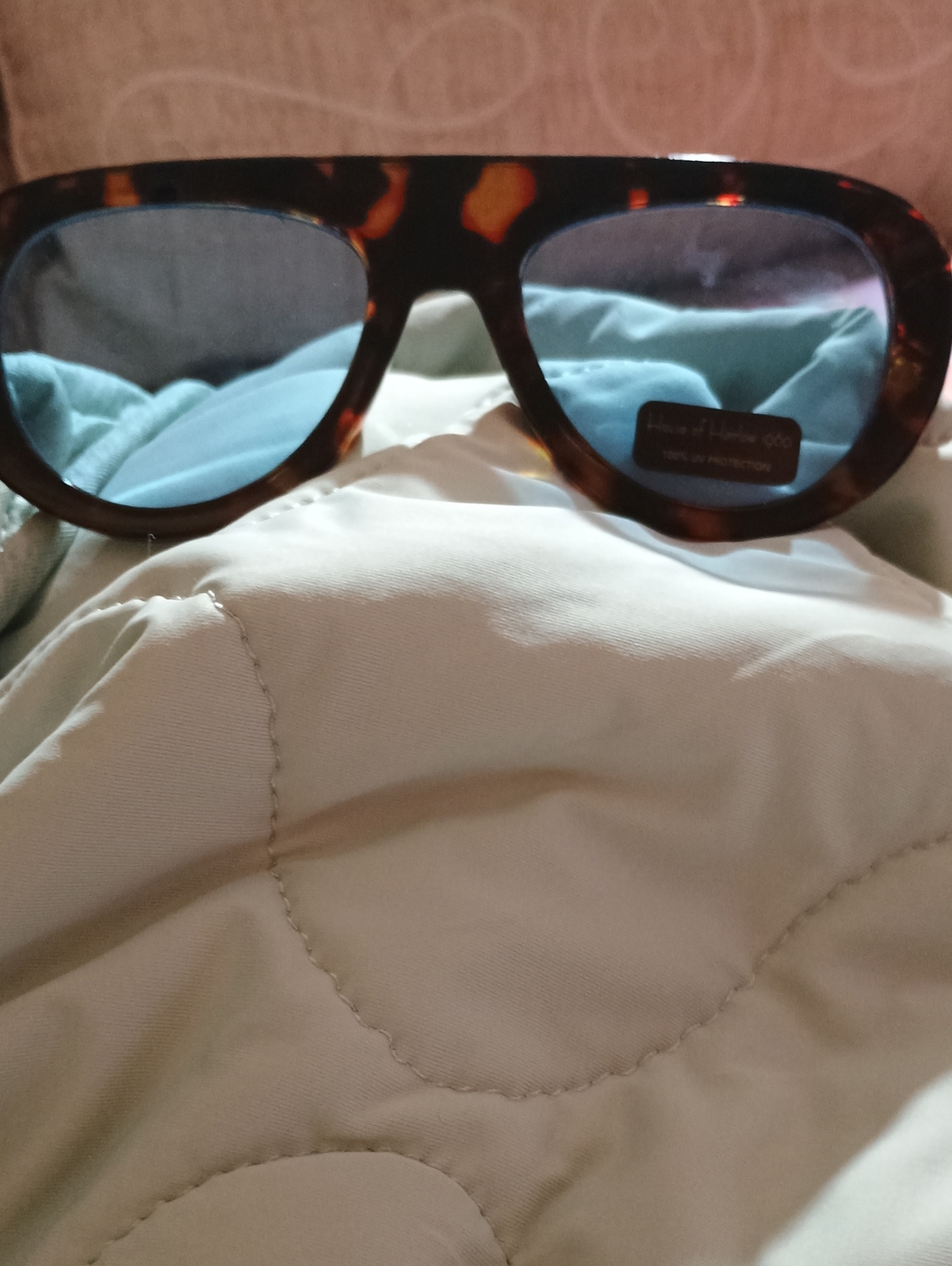 House of Harlow 1960 Oversized Tortoise Shell Sunglasses Blue Lens Retro NWT